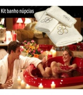 Kit Banho - Noite romântica - Jogo de toalhas bordadas